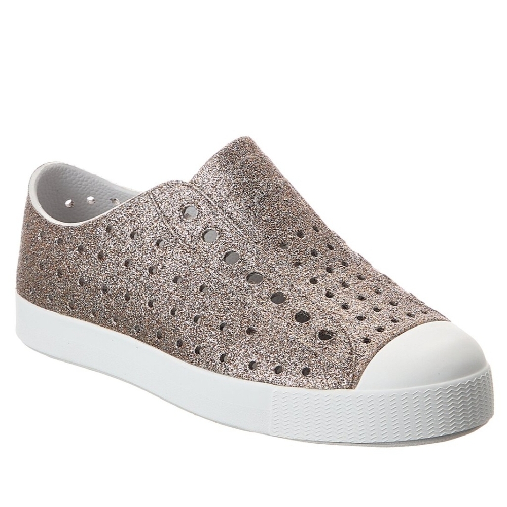NATIVE WOMENS JEFFERSON GLITTER WATERPROOF SLIP ON SNEAKERS